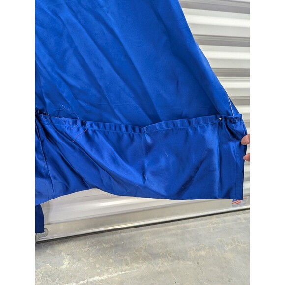 Blue Silky Kimono Robe With Red & Yellow Embroidered Rose Design - Picture 7 of 11